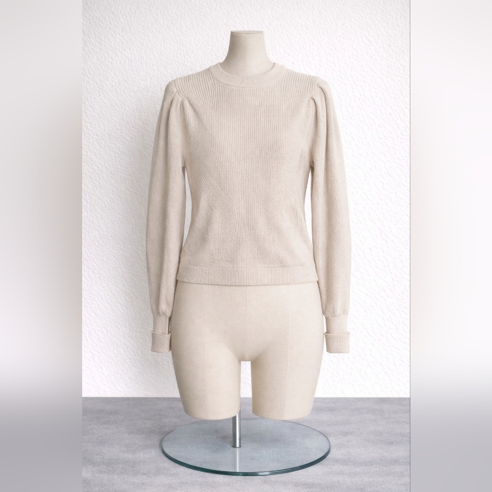 Zara Beige Ribbed Pullover Medium